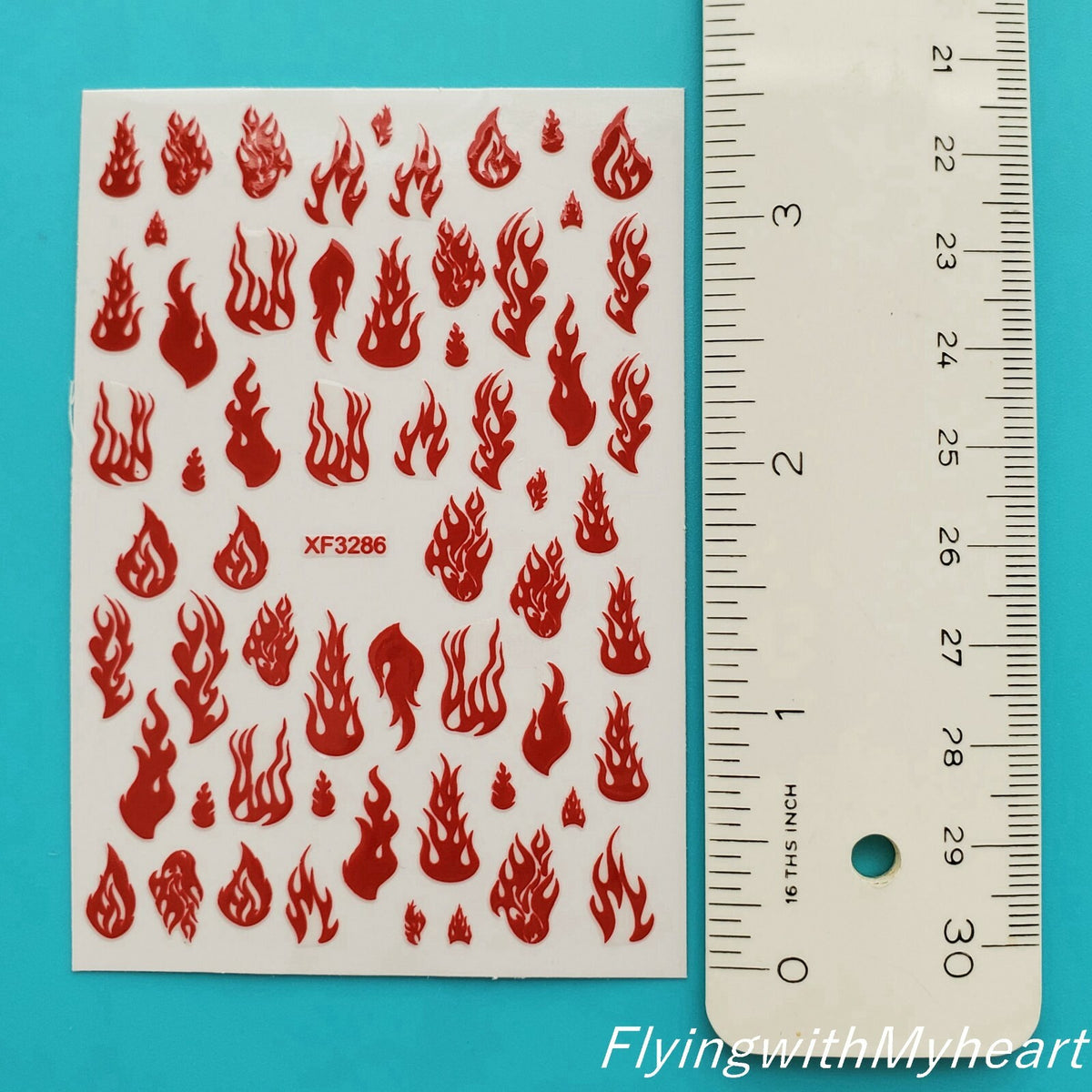 Laser Gold Fire Flame Nail Decal Stickers - Self-Adhesive Nail Art Sheets (5 Colors)