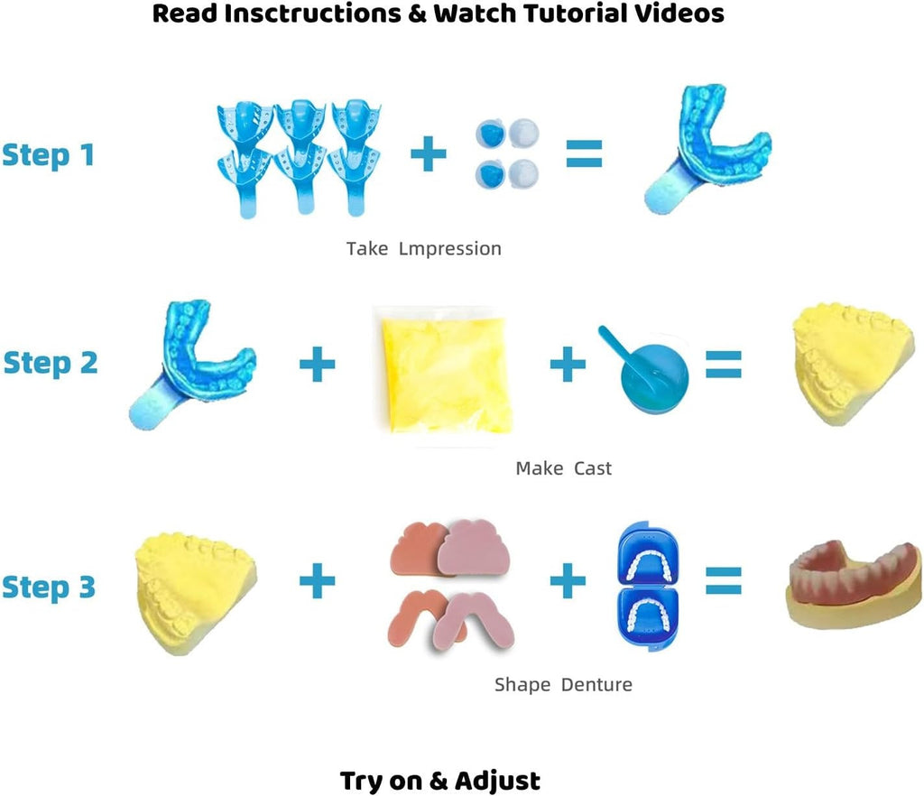 DIY Denture Kit with Impression - 2 Sets of Custom False Teeth