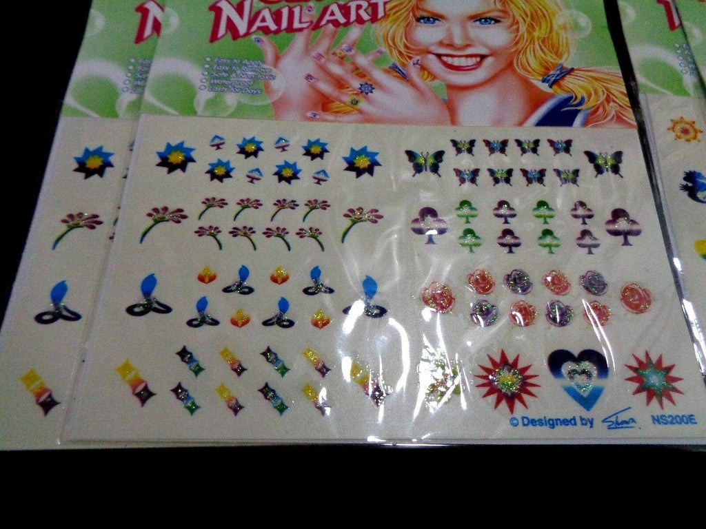 Water Transfer Glitter Nail Art Stickers - 12 Sheets Manicure Decorations