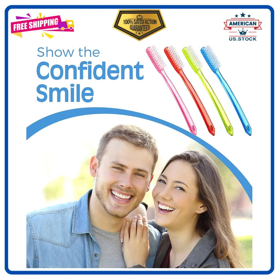 Extra Hard Toothbrush Set - 12-Pack for Adults Deep Cleaning & Stain Removal