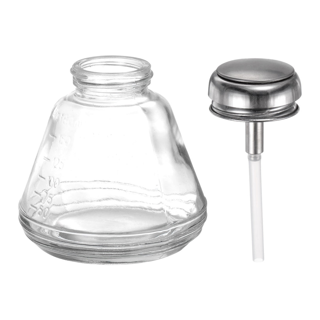 Glass Pump Dispenser Bottle 6oz 180ml with Metal Flip Cover for Liquids