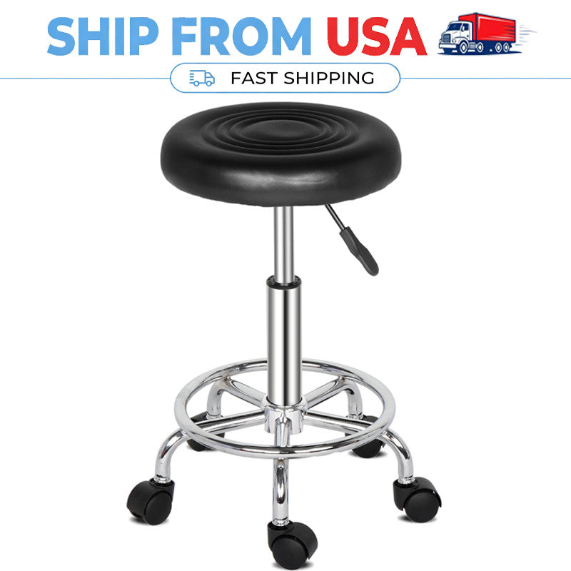 Black 360° Swivel Rolling Stool with Adjustable Height for Salon & Spa