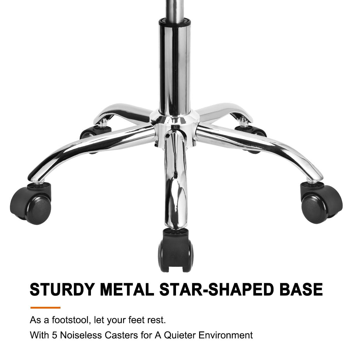 Adjustable Rolling Stool with Backrest and Thick Seat Padding - Heavy Duty Grey