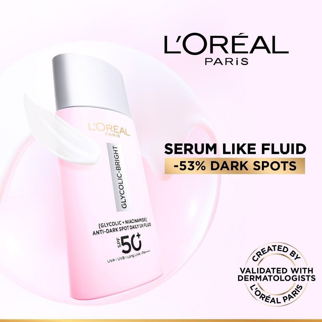 L'Oréal Glycolic Bright UV SPF 50+ Face Fluid with Niacinamide 50ml