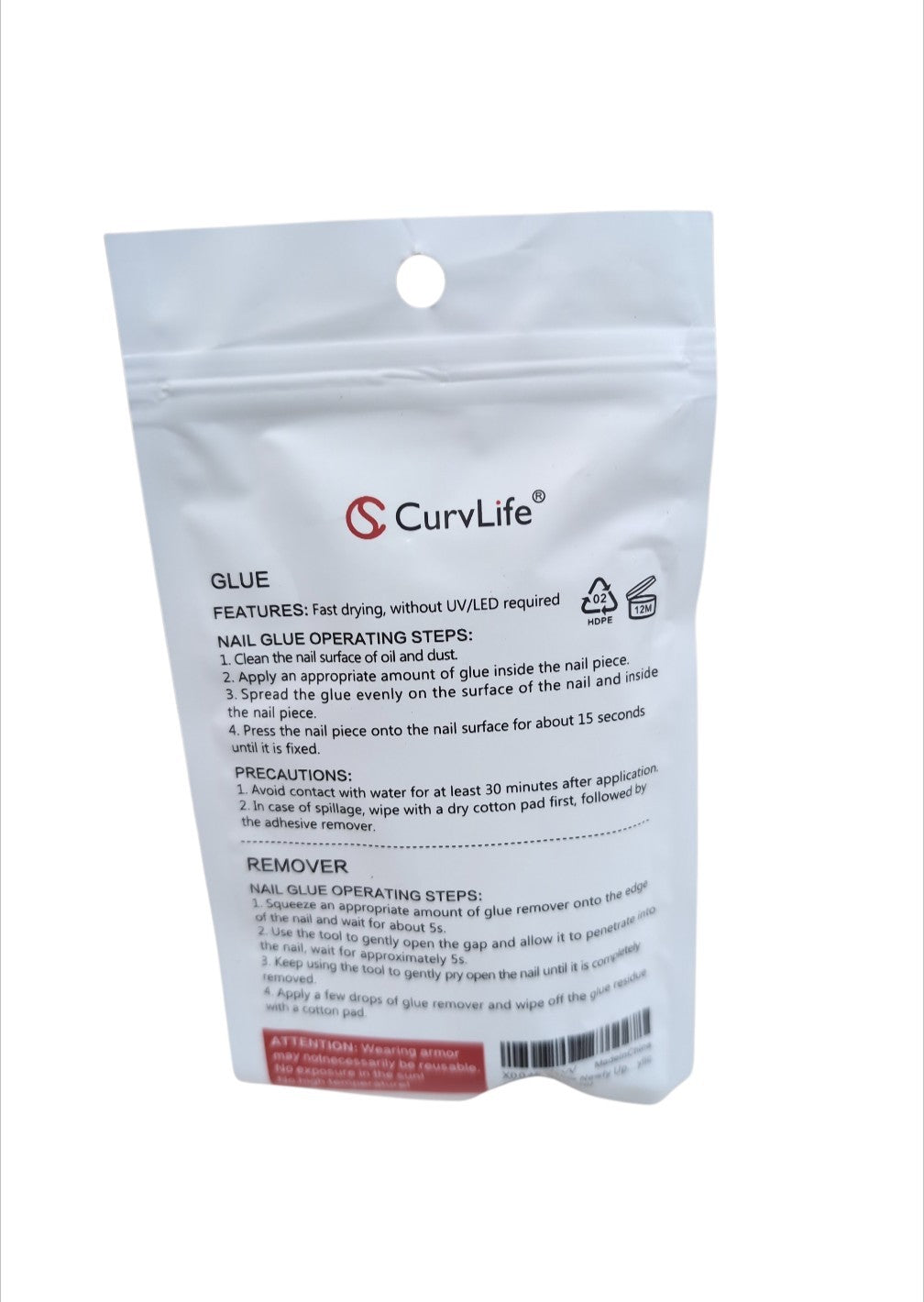 Semi Solid Nail Glue with Remover Kit - Fast Drying 10G + 15ml