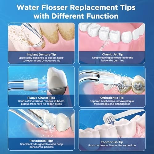 12PCS Water Flosser Replacement Tips Set - Compatible with Most Waterpik Models