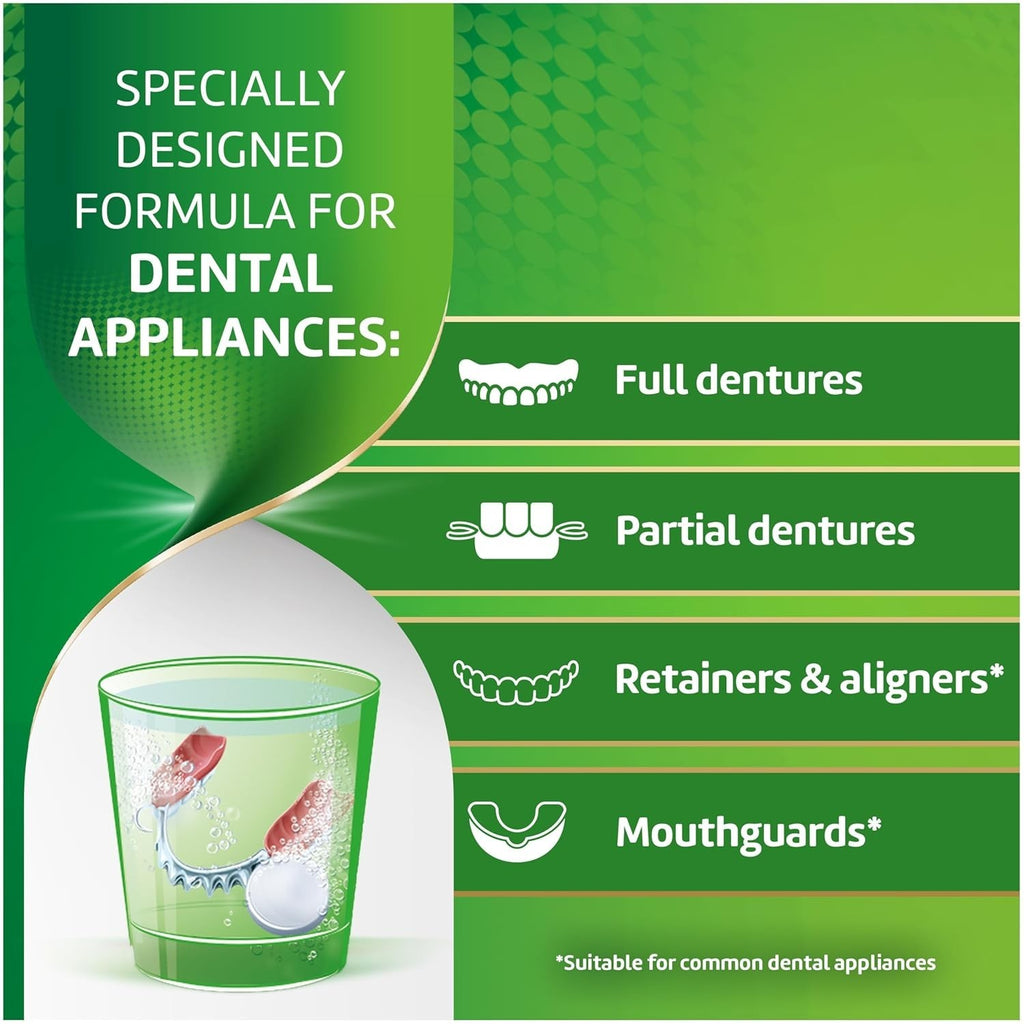 Dental Appliance Cleaner Tablets - Antibacterial, Odor-Removing, 60 Count