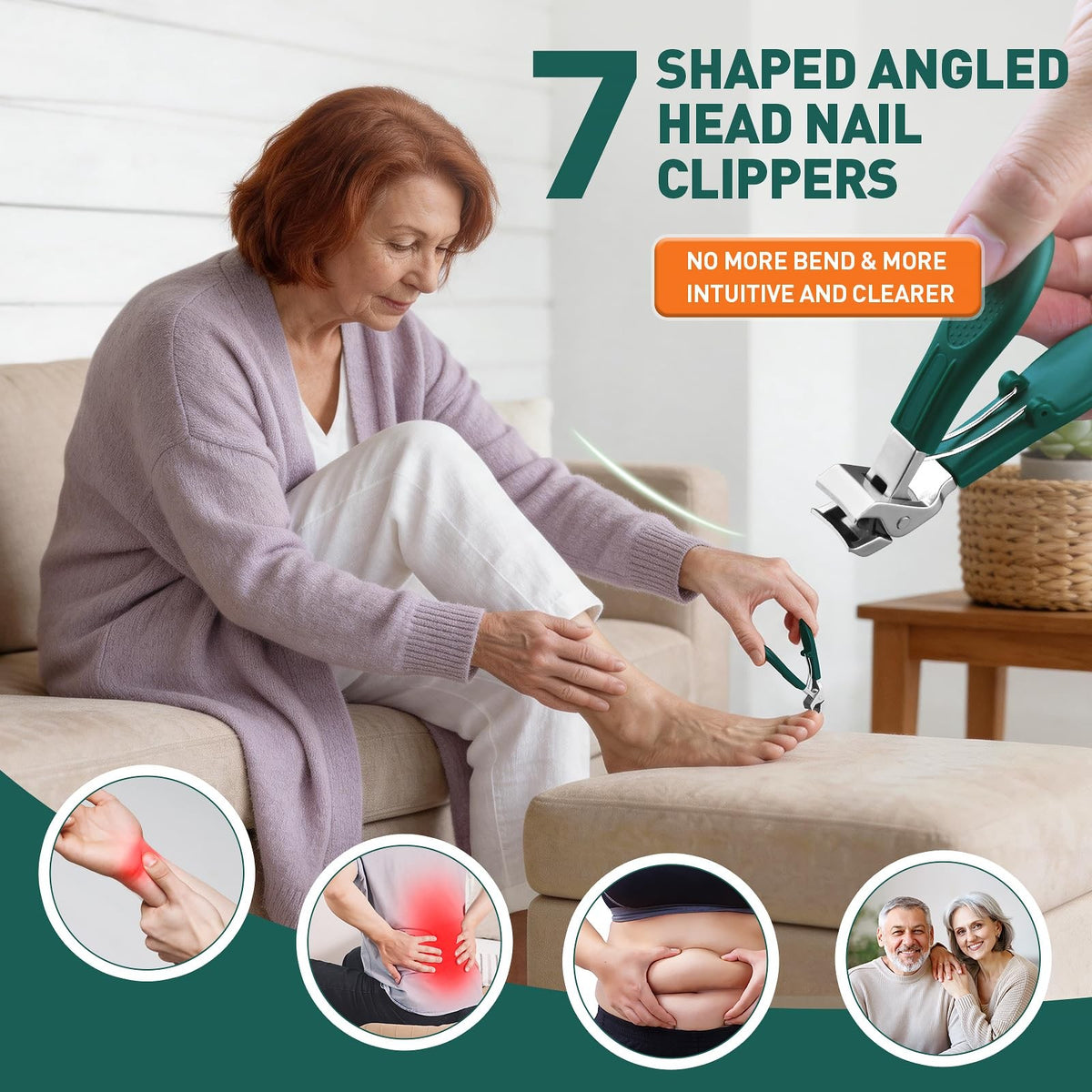 Senior Nail Clippers Set with Upgraded Angled Head & Thick Nail Cutter