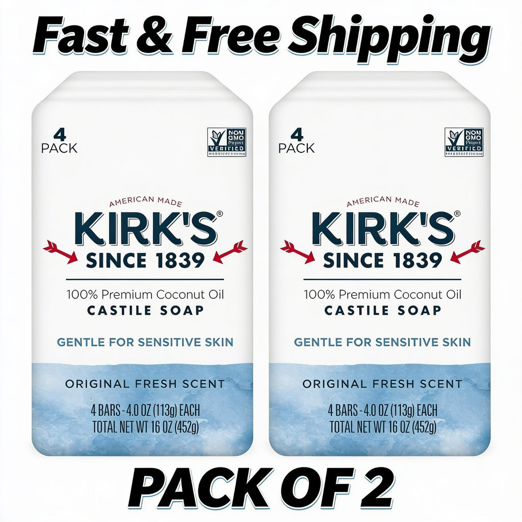 Castile Soap 8 Pack - Gentle Coconut-Based Bar Soap for Sensitive Skin