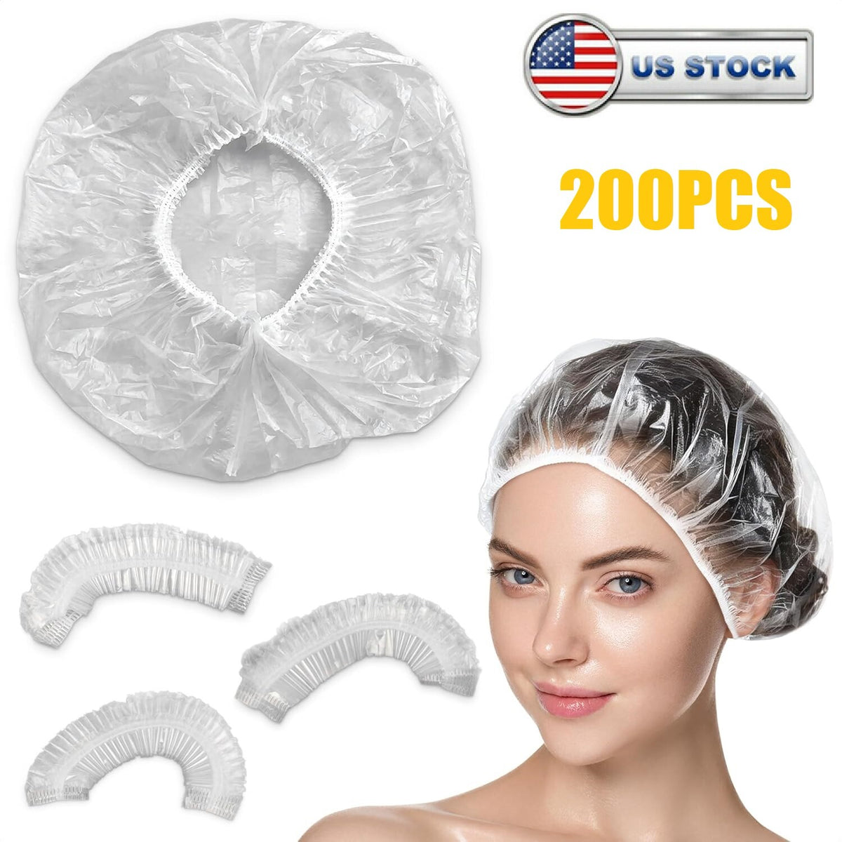 Disposable Shower Caps Large Elastic Hair Salon Shower Caps 200PCS