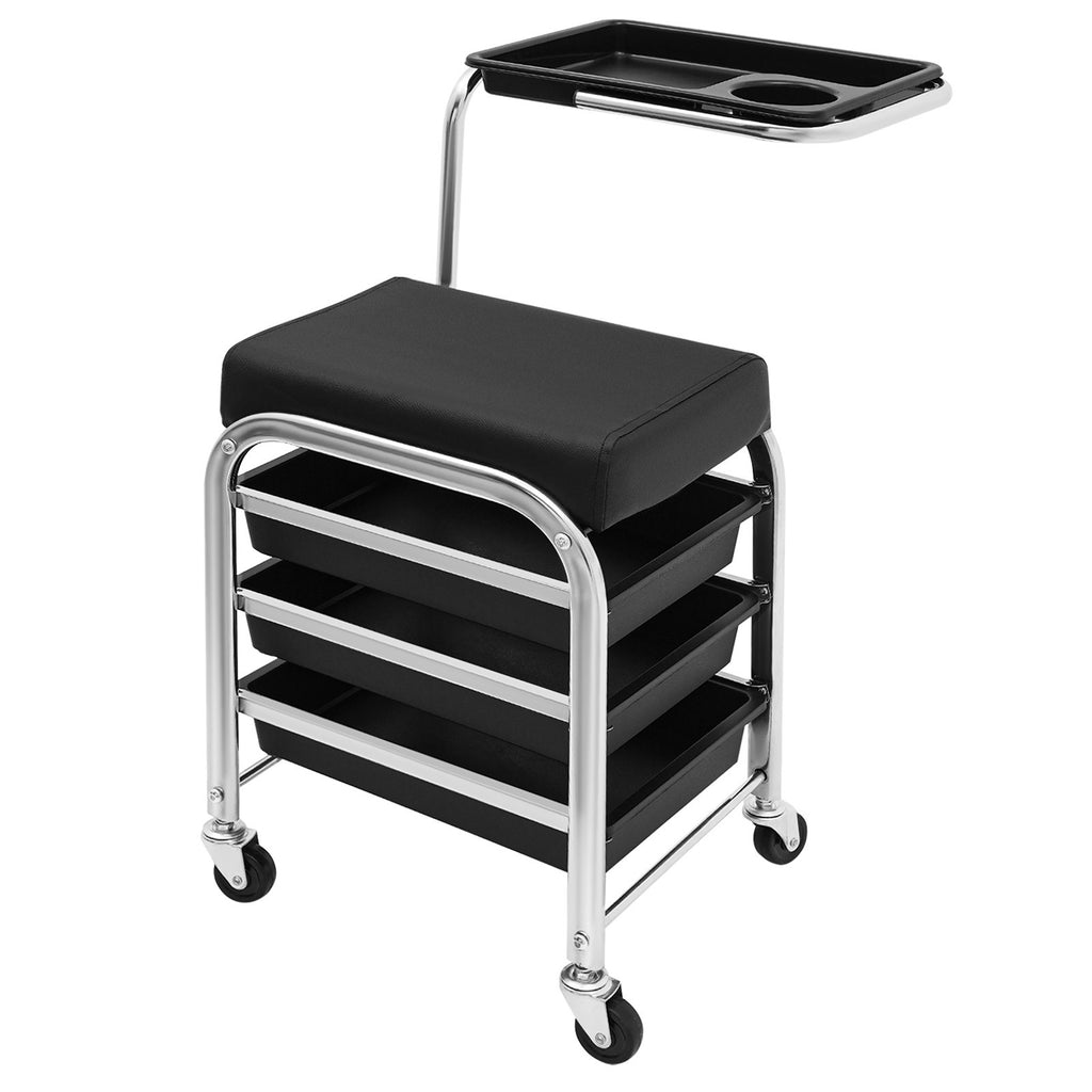 Manicure & Pedicure Tool Storage Cart with Adjustable Tray and Casters