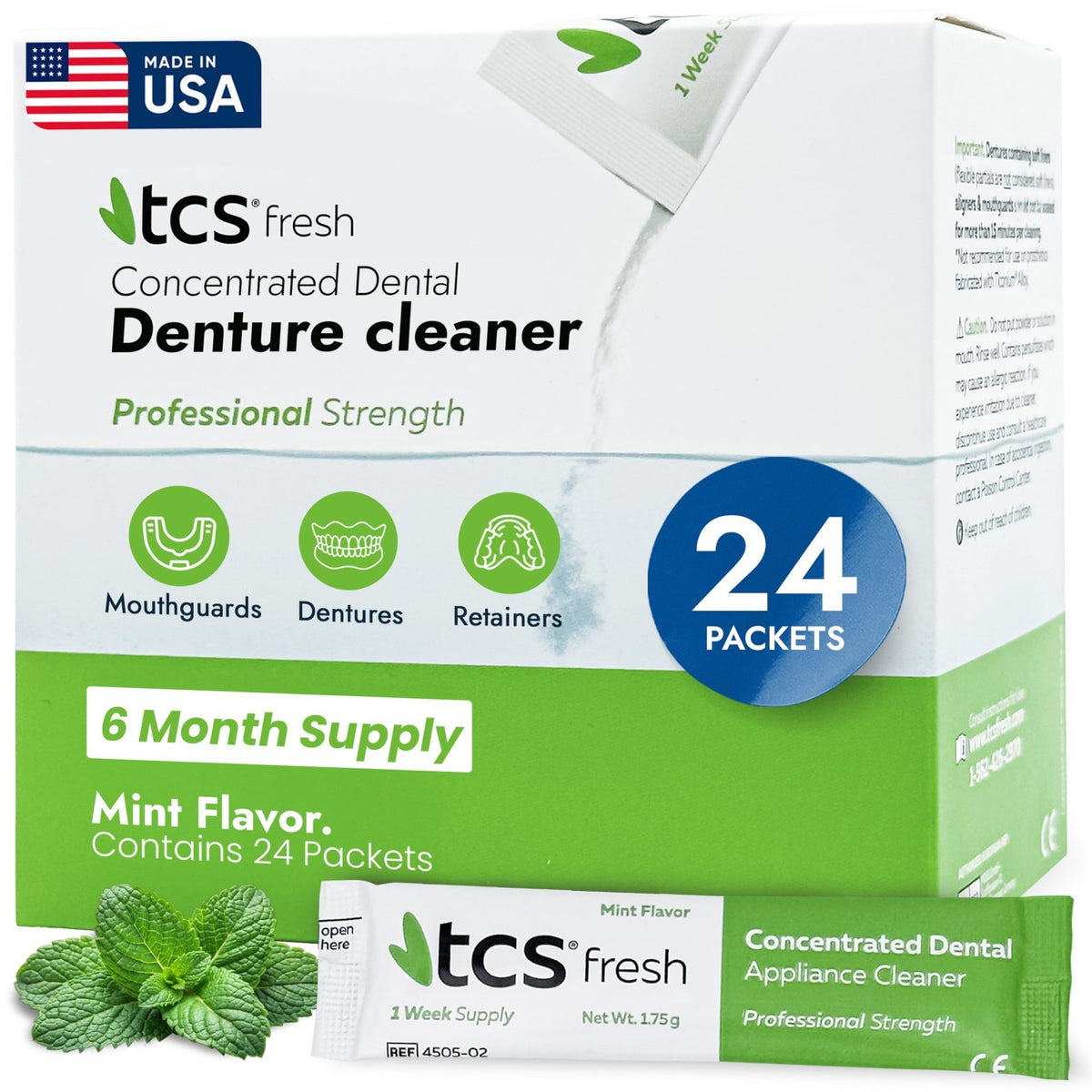 Dental Appliance Cleaner Concentrate - 6-Month Mint Supply for Mouthguards and Dentures