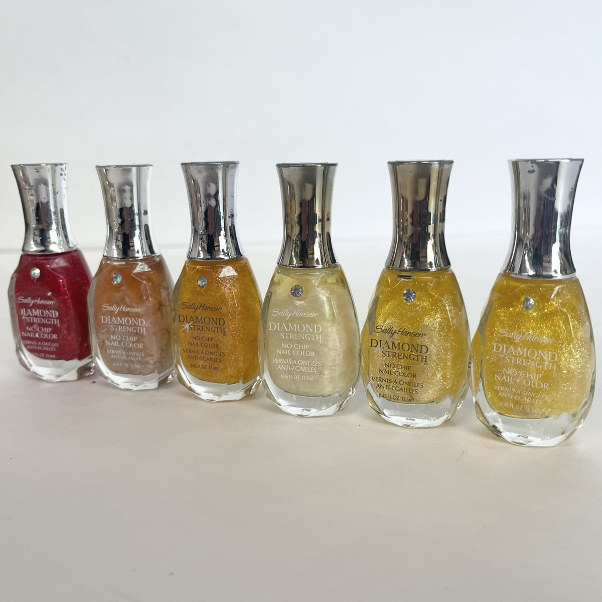 Set of 6 Nail Polishes - 5 Assorted Colors, No Chip, Diamond Strength