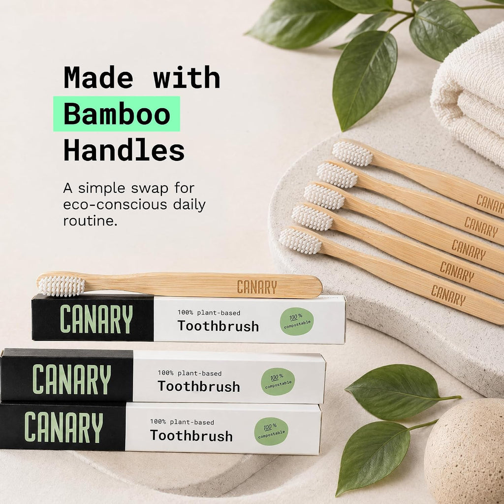 Eco-Friendly Bamboo Toothbrush Set - 6 Pack Plant-Based & Compostable Oral Care