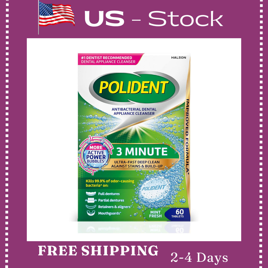 Dental Appliance Cleaner Tablets - Antibacterial, Odor Removal, 60 Count