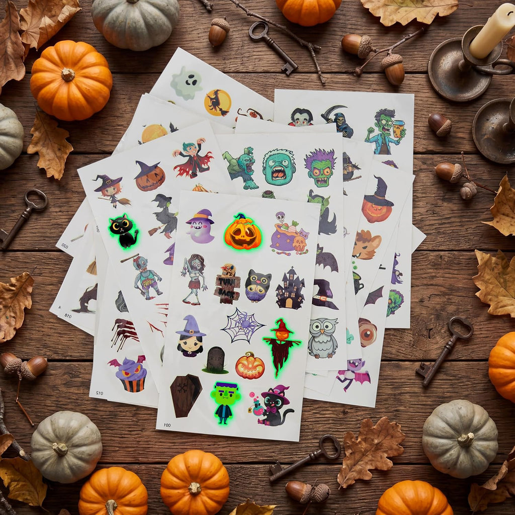 Halloween Glowing Tattoos for Kids 306 PCS – Trick or Treat Party Favors