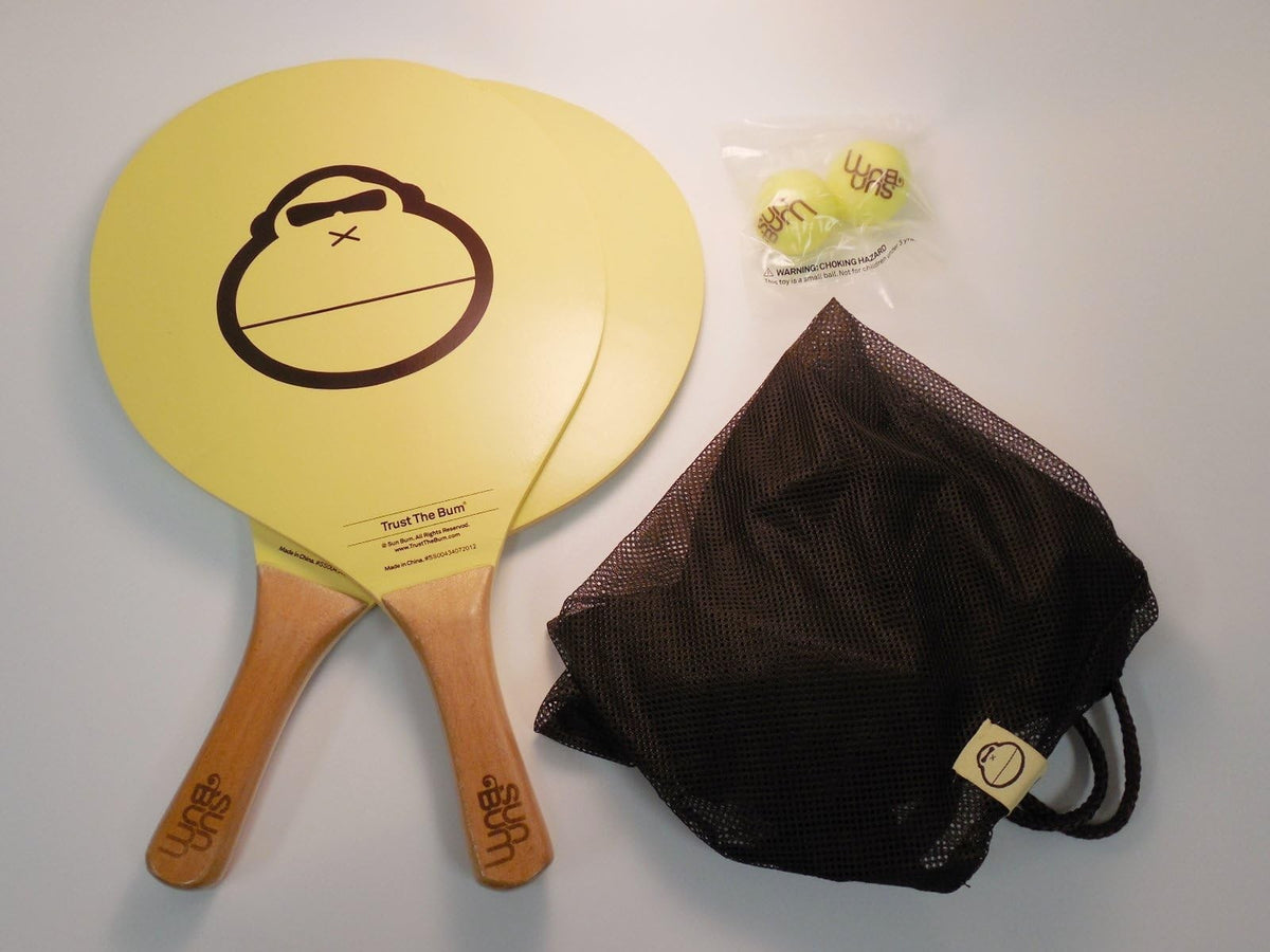 Beach Paddleboard Set with Wooden Handles and Rubber Balls