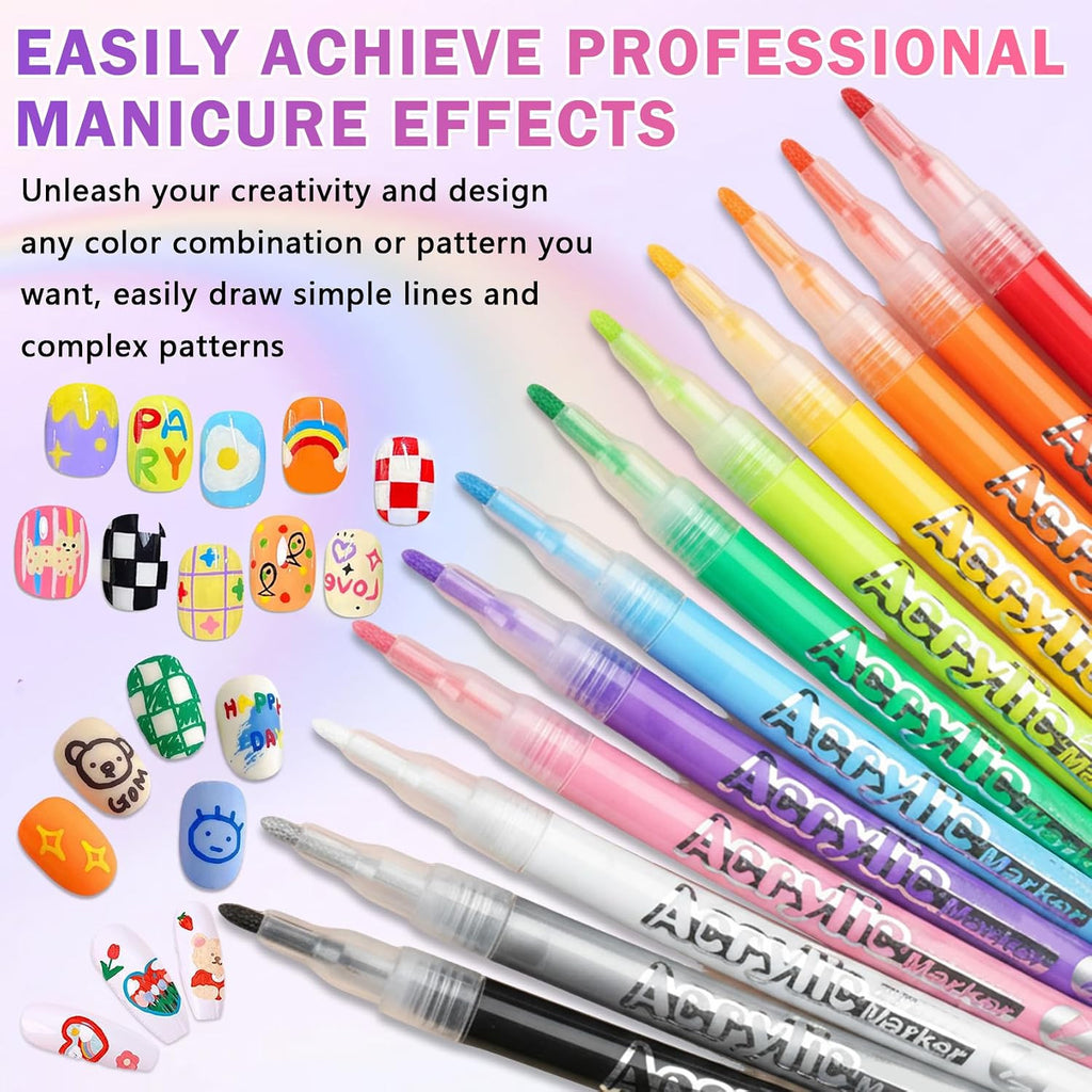 12 Colors Nail Art Pens Set for Creative Manicures and Designs