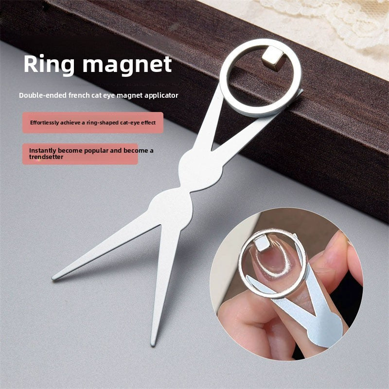 Double-Head Cat Eye Magnet Nail Art Set for French Manicure - Silver