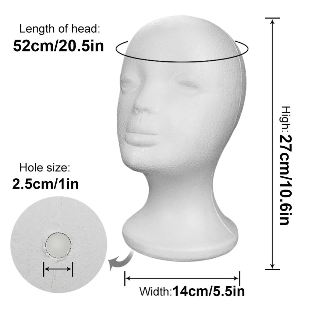 Female Mannequin Head for Wigs Hats Glasses Display Foam Model