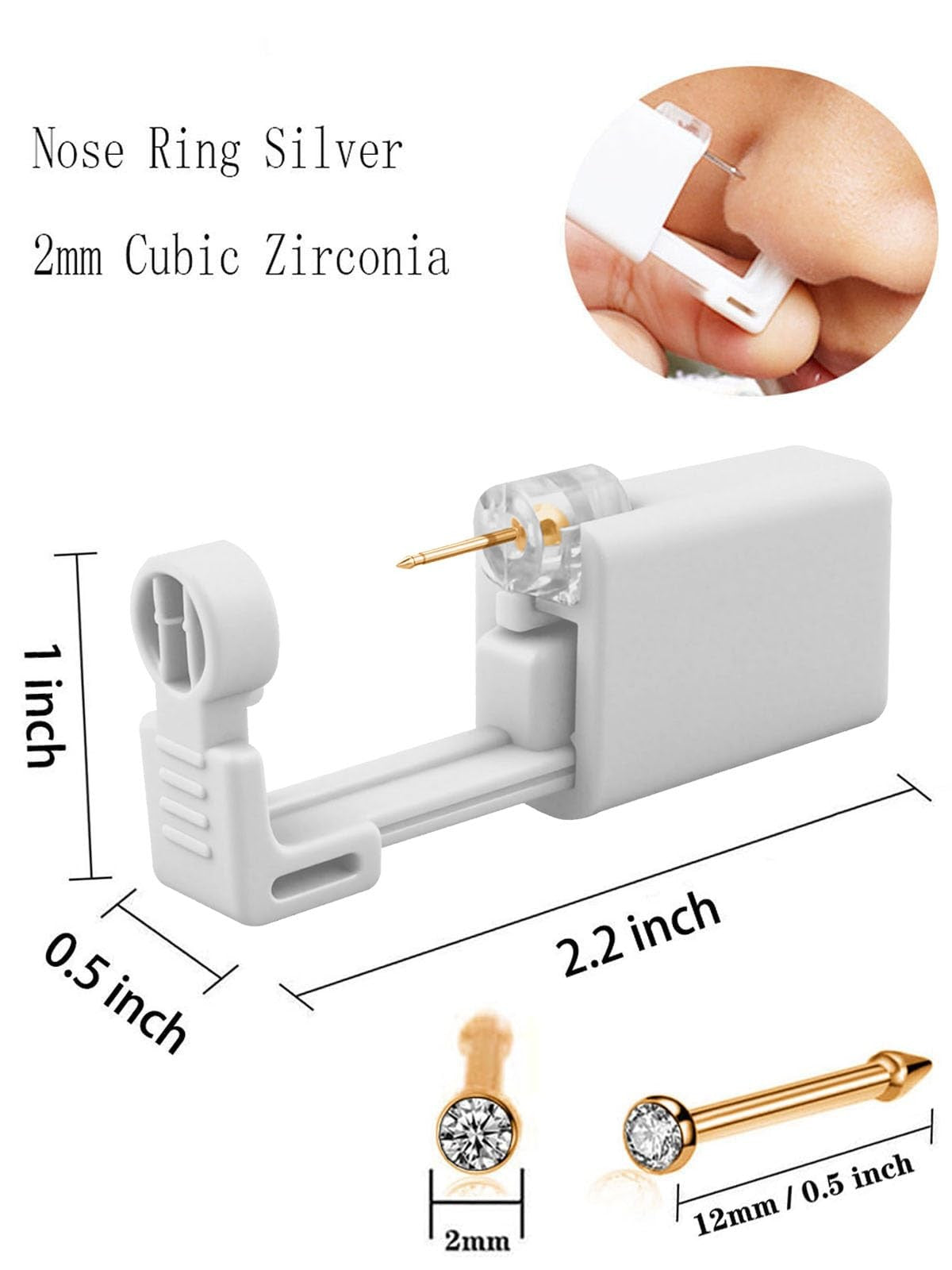 Nose Piercing Kit Gun Self-Apply One-Time Use – Gold