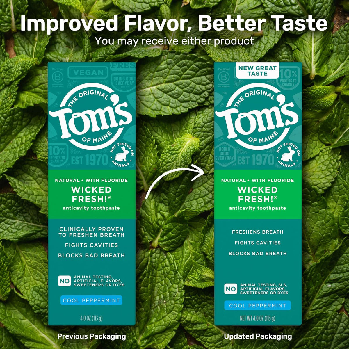 Natural Fluoride Toothpaste Cool Peppermint 3 Pack - Freshens Breath & Fights Cavities