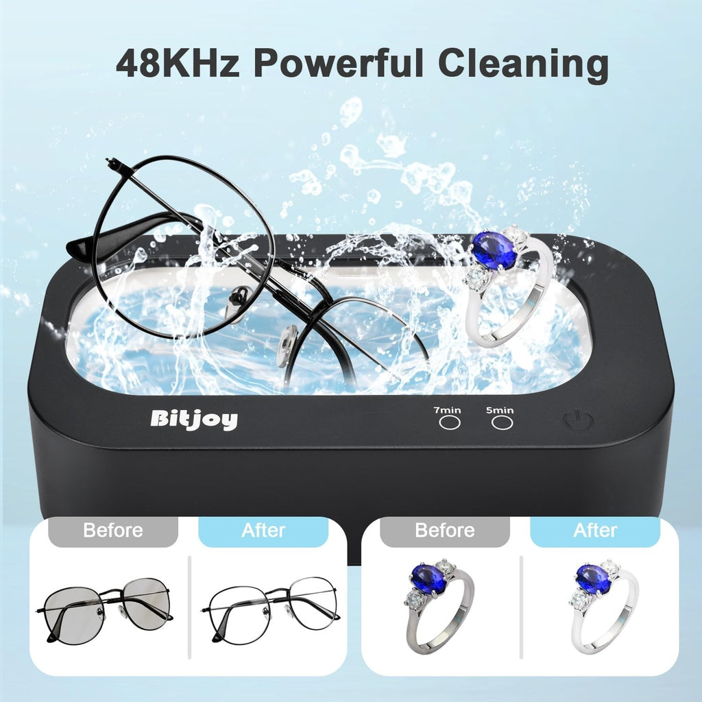 Ultrasonic Jewelry Cleaner with 48KHz Power, 12oz Tank for Gems and Glasses