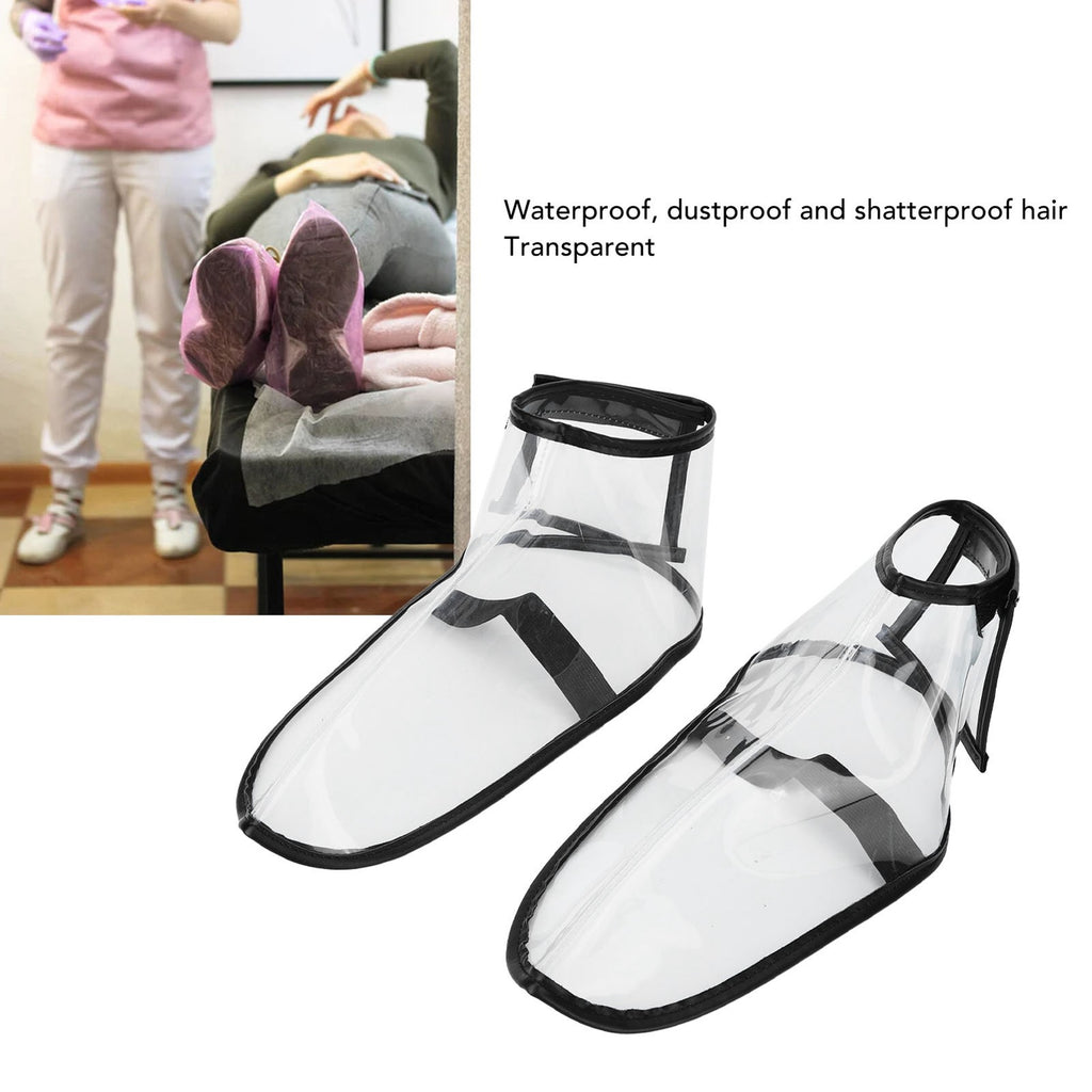 Reusable Folding Hairdresser Shoe Covers - Transparent Waterproof Salon Footwear Protection