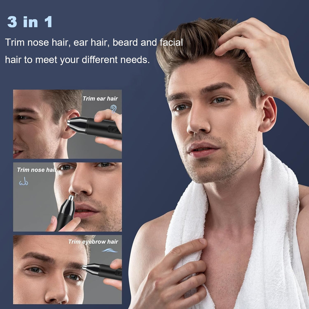 Men's Electric Nose Ear Hair Trimmer Waterproof USB Rechargeable