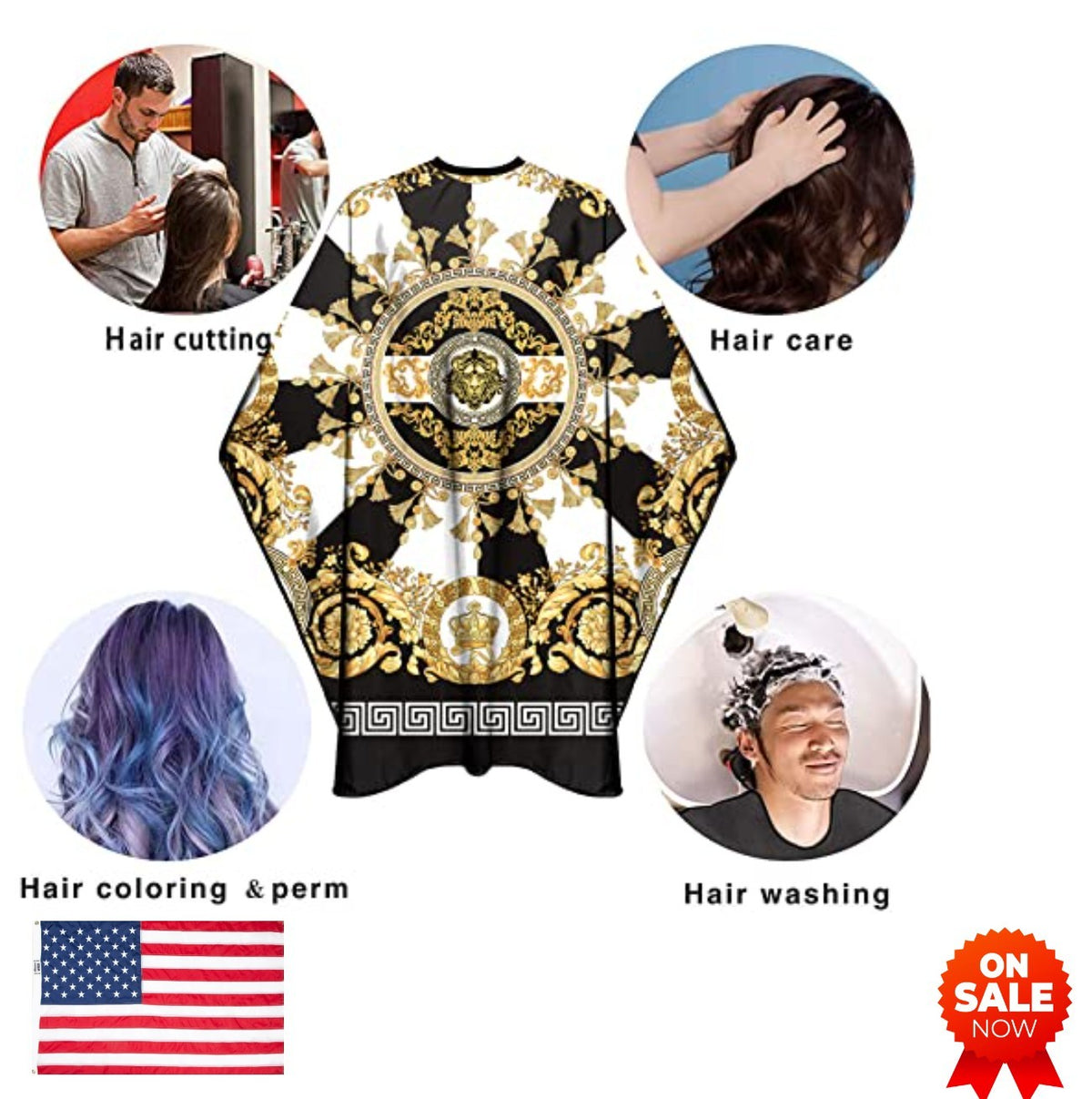 Waterproof Hair Cutting Cape with Snap Closure - Salon & Barber Use