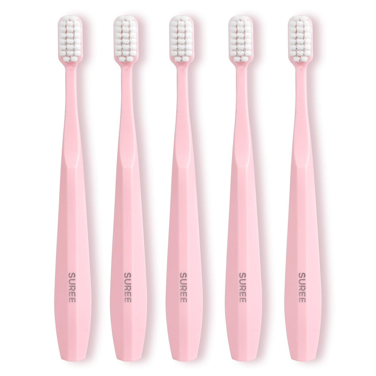 Extra Soft Manual Toothbrushes for Adults - Ultra Dense Nano Bristles, 5-Pack Pink