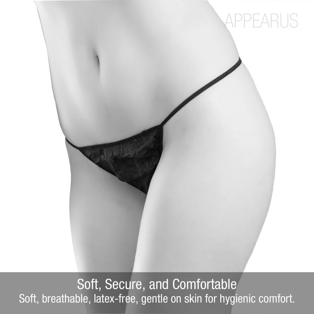 Disposable Women's T-String Thongs for Spray Tanning & Spa Treatments - 60 Pack