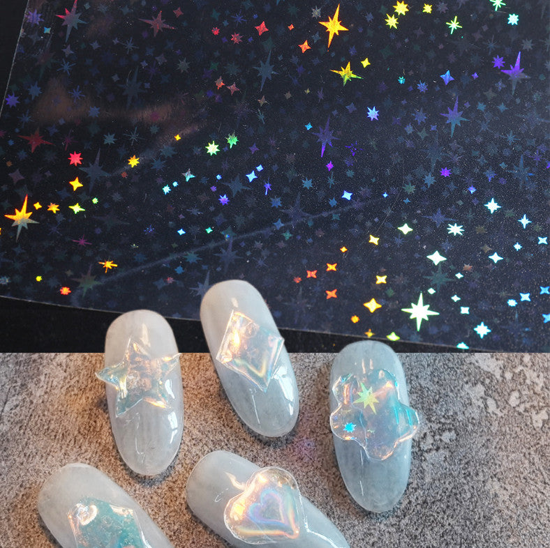 Holographic 3D Nail Art Stickers Heart Star Snowflake Decals Set