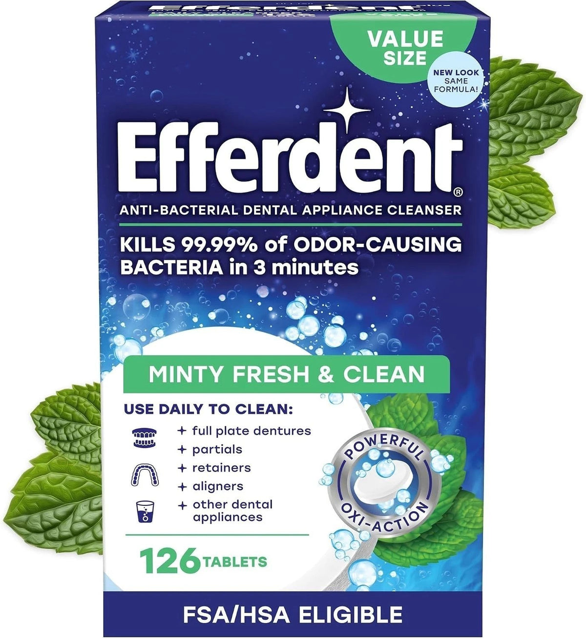 Denture & Retainer Cleaning Tablets - Minty Fresh, 126 Count