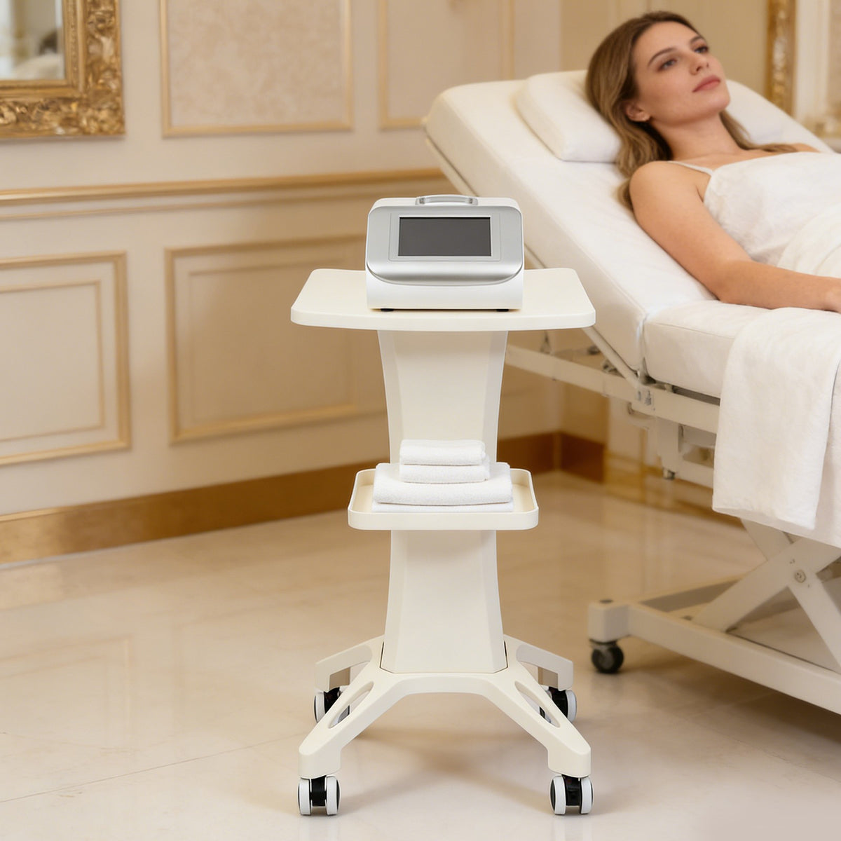 Beauty Salon Rolling Cart with 4 Wheels, Floor Standing Instrument Storage