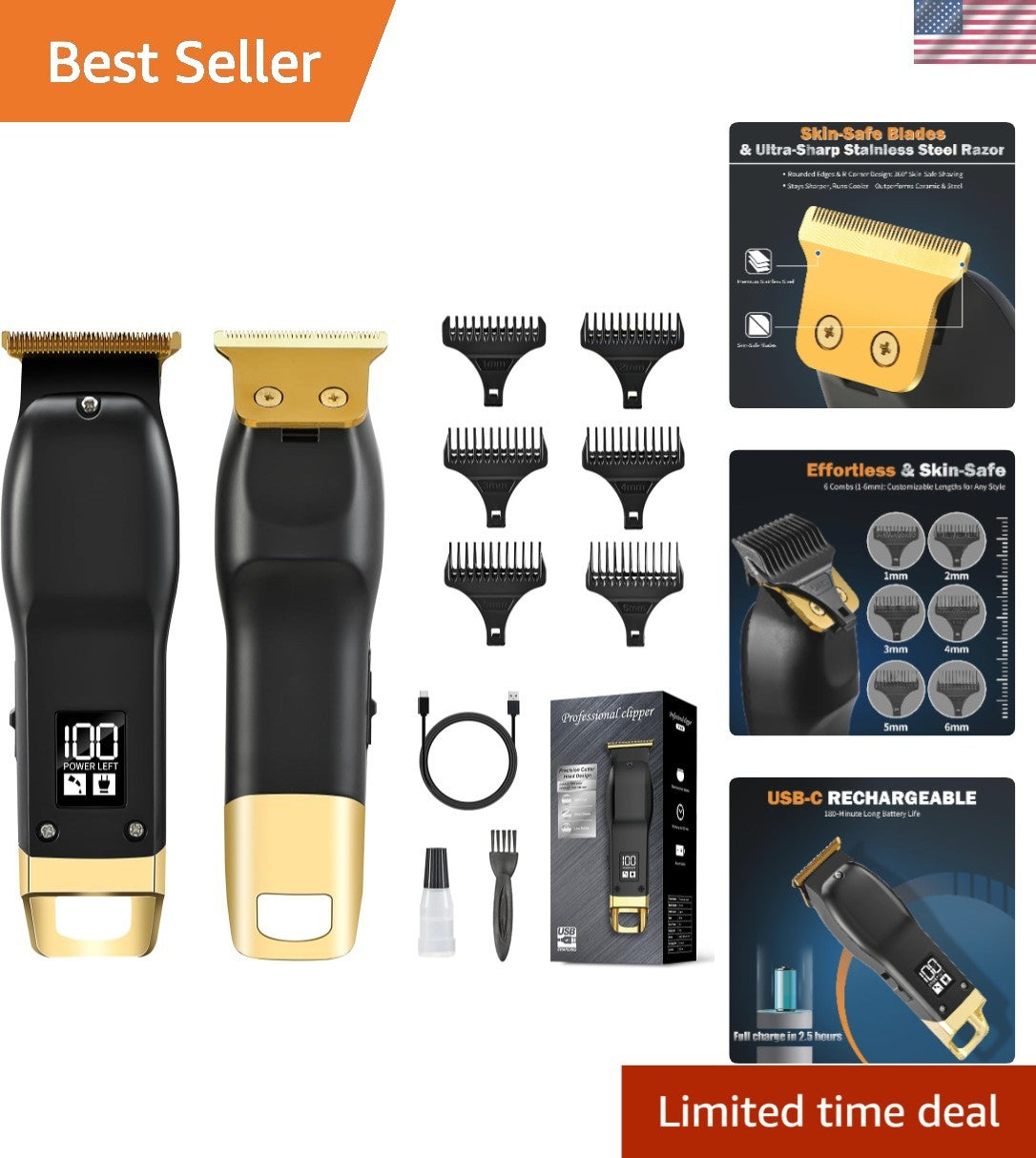 Rechargeable Men's Grooming Trimmer for Edging and Outlining