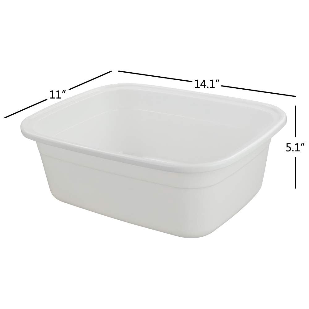 12 Quart Plastic Wash Basin Set White Multipurpose Dish Pan Utility Tubs
