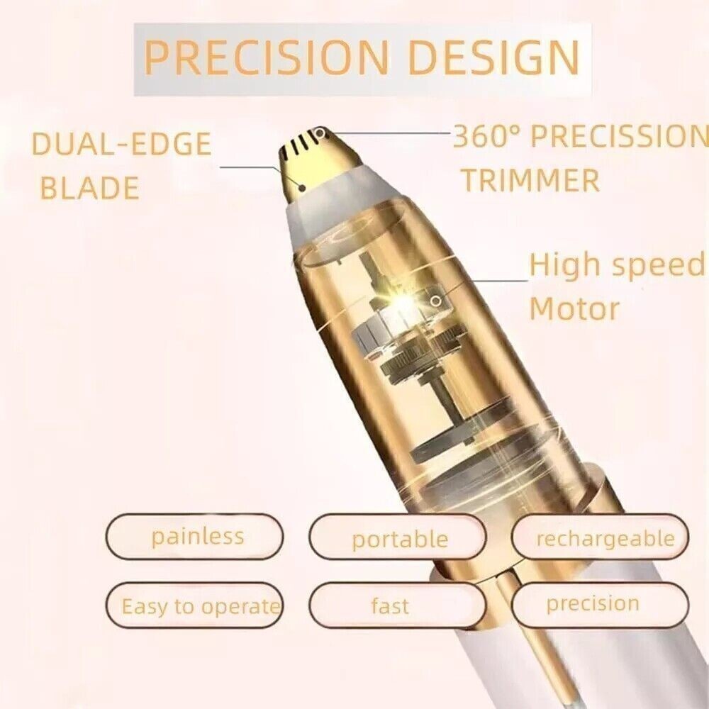 Eyebrow Hair Remover with LED Light - Pain-Free Stainless Steel Trimmer
