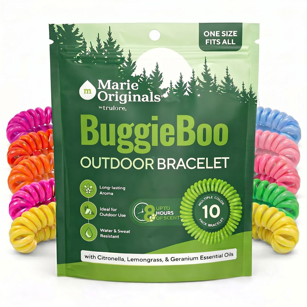 Outdoor Bracelets with Citronella & Lemongrass - 10 Pack for Camping & Hiking