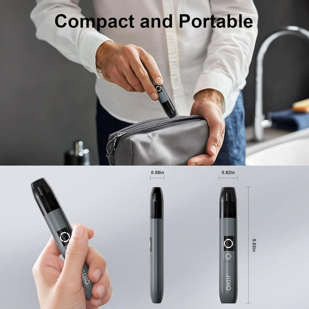 Wireless Waterproof Ear and Nose Hair Trimmer with LED Display and USB Charging