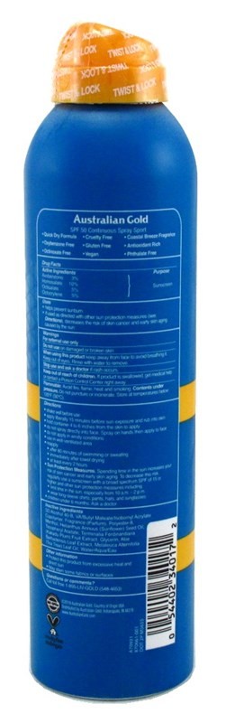 (2 Pack) SPF 50 Sun Protection Spray for Extreme Sports - Water-Resistant, Fast-Drying