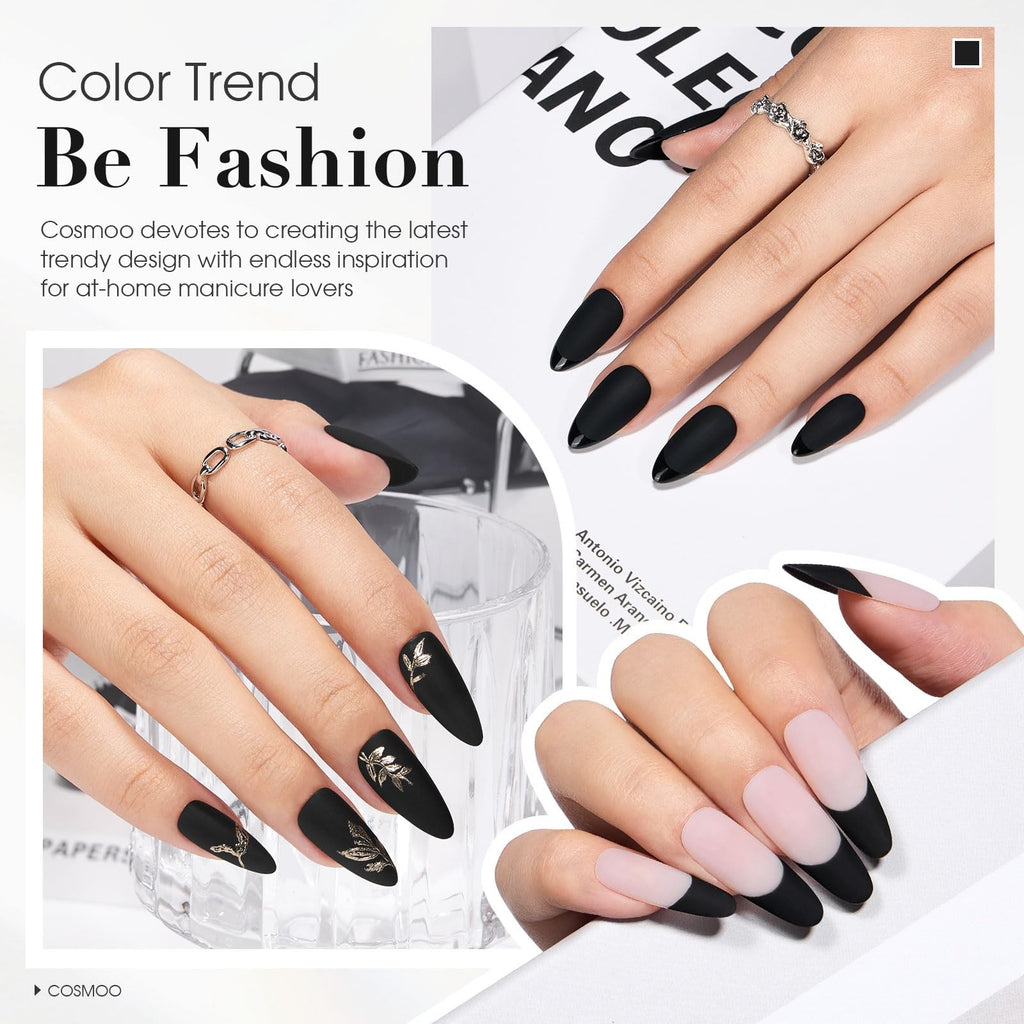 Matte Black Nail Polish Air Dry - Quick Dry, Long-Lasting, 0.41 Fl Oz