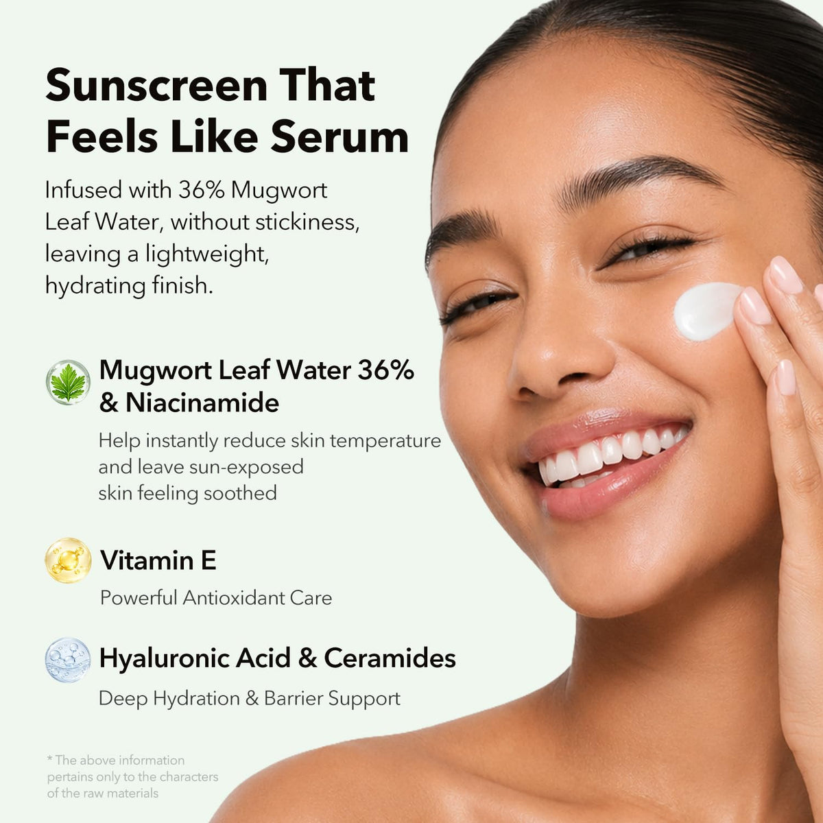 SPF 50 Sunscreen Serum with Mugwort for Sensitive Skin - Lightweight, Non-Greasy Sun Protection