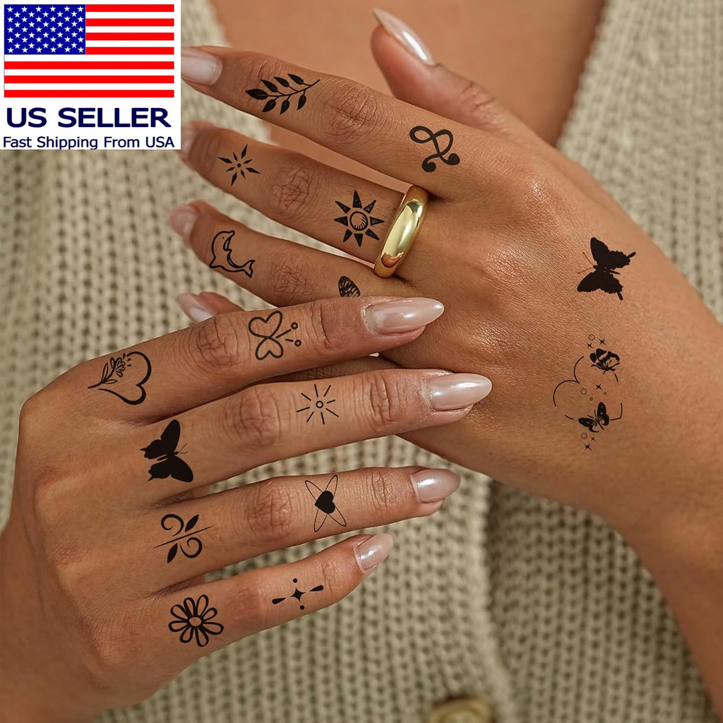 630 Pcs Finger & Hand Temporary Tattoos for Women - Realistic Small Designs