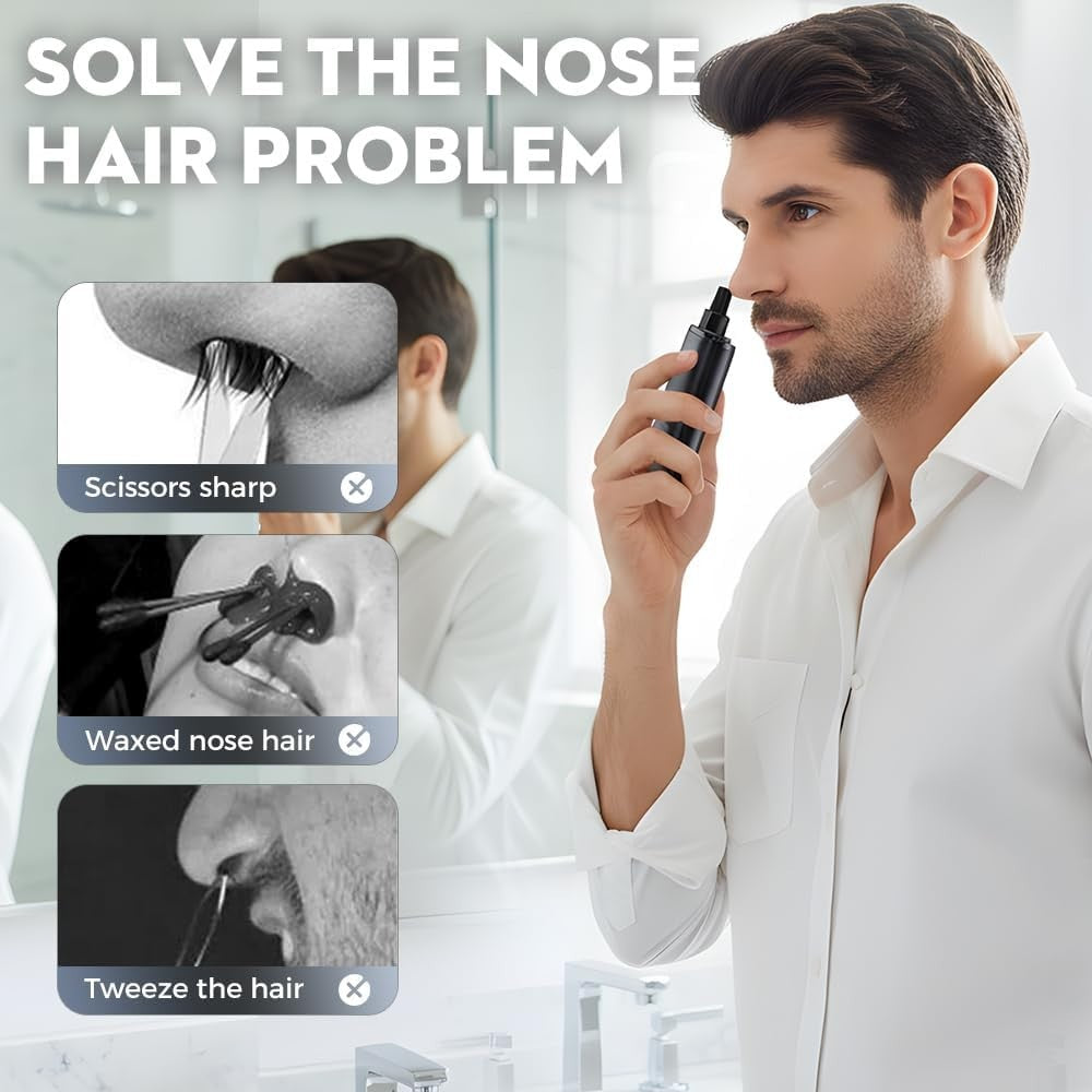 Electric Nose & Ear Hair Trimmer for Men Women Waterproof 2-in-1 Grooming
