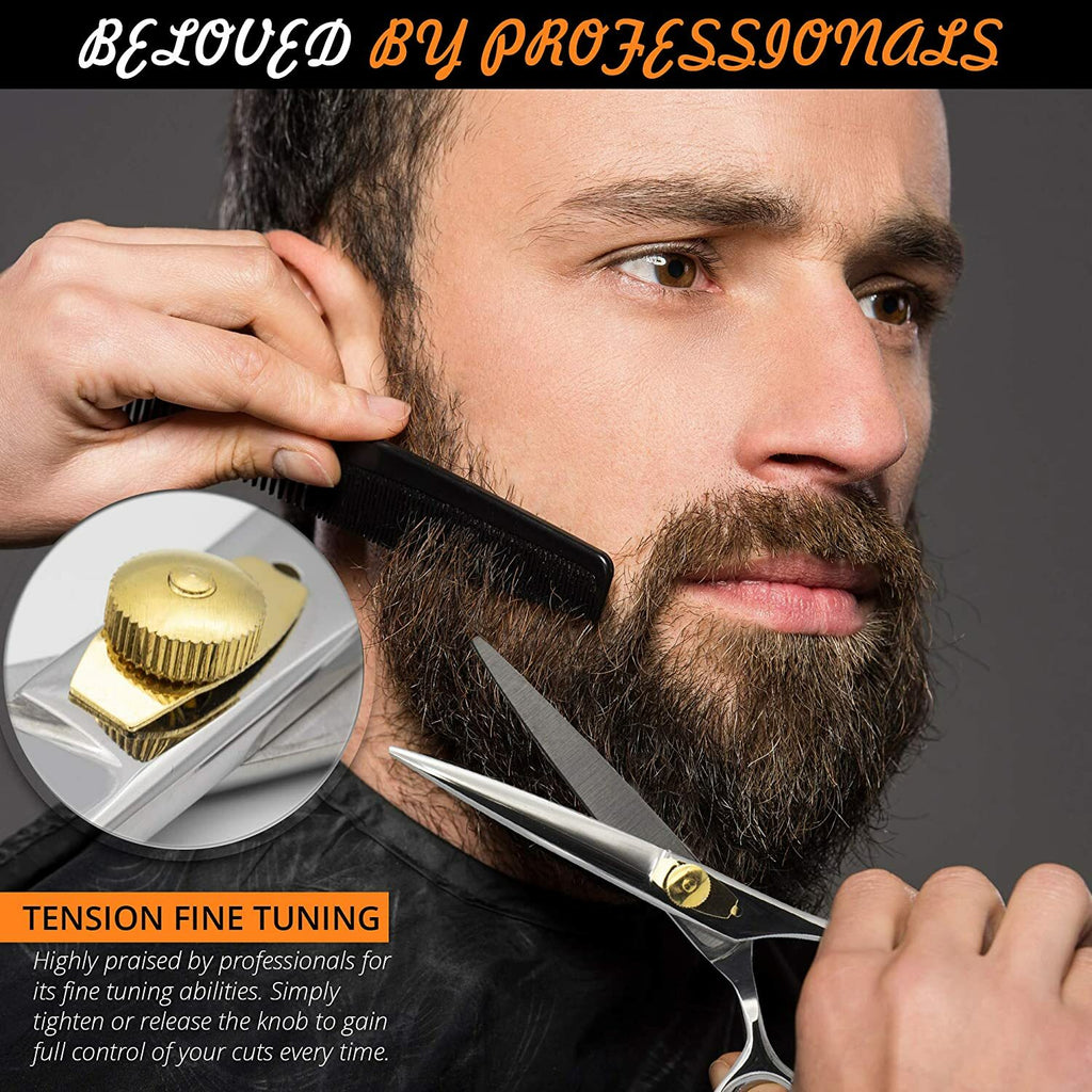 Professional Hair Cutting & Thinning Scissors Set with Leather Case - 6.5 Inch