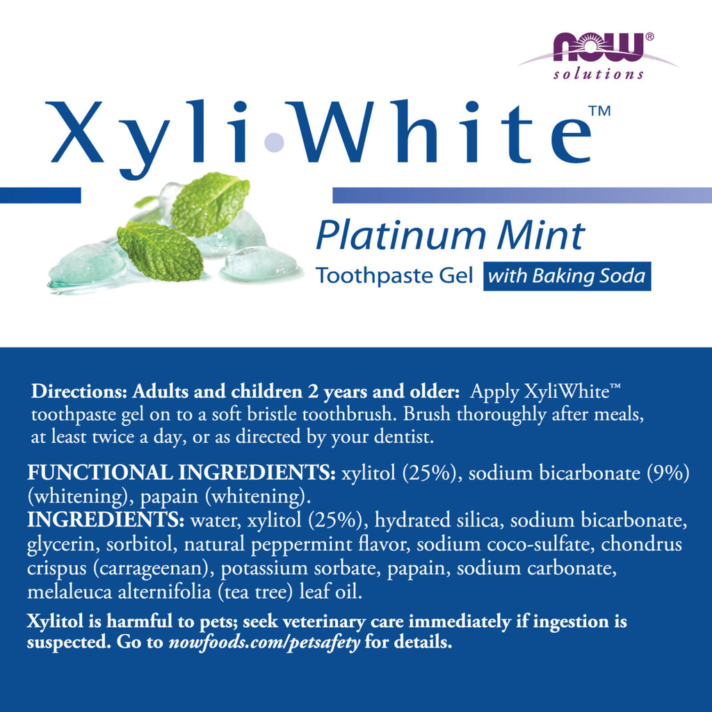 Natural Whitening Toothpaste Gel with Baking Soda & Xylitol - Mint Flavor, 6.4 oz, Pack of 2