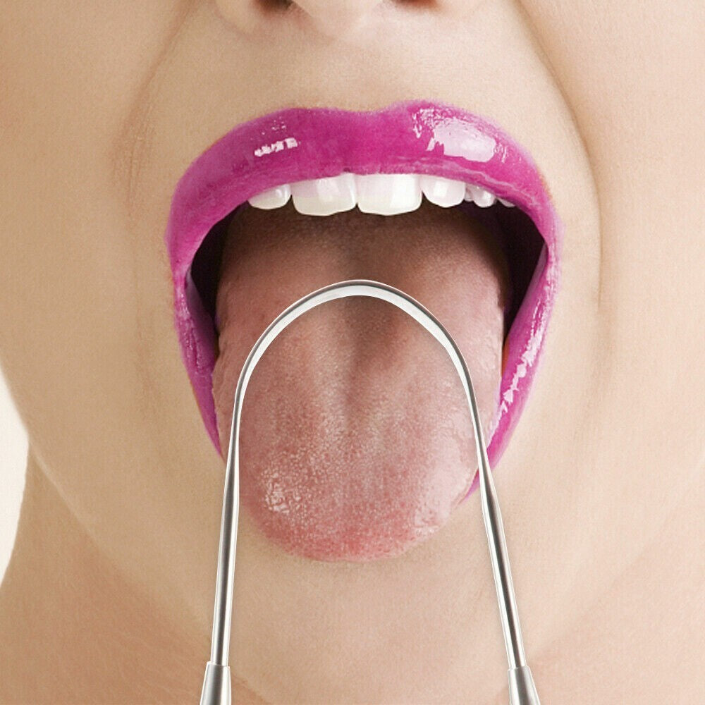 4 Pack Stainless Steel Tongue Scrapers - Oral Hygiene Cleaners for Fresh Breath