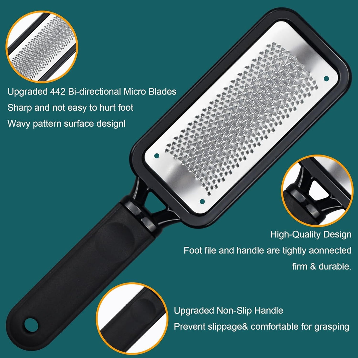 Pedicure Foot Rasp File Callus Remover Dead Skin Scrubber for Feet Black