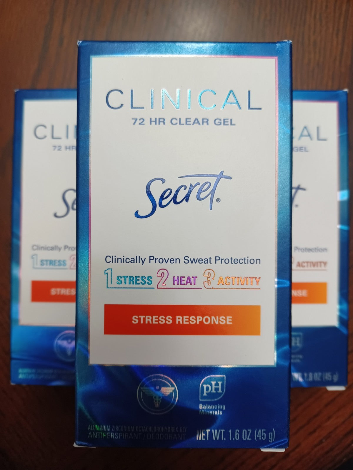 3 Pack Secret Clinical Strength Clear Gel Antiperspirant Deodorant 1.6 Oz